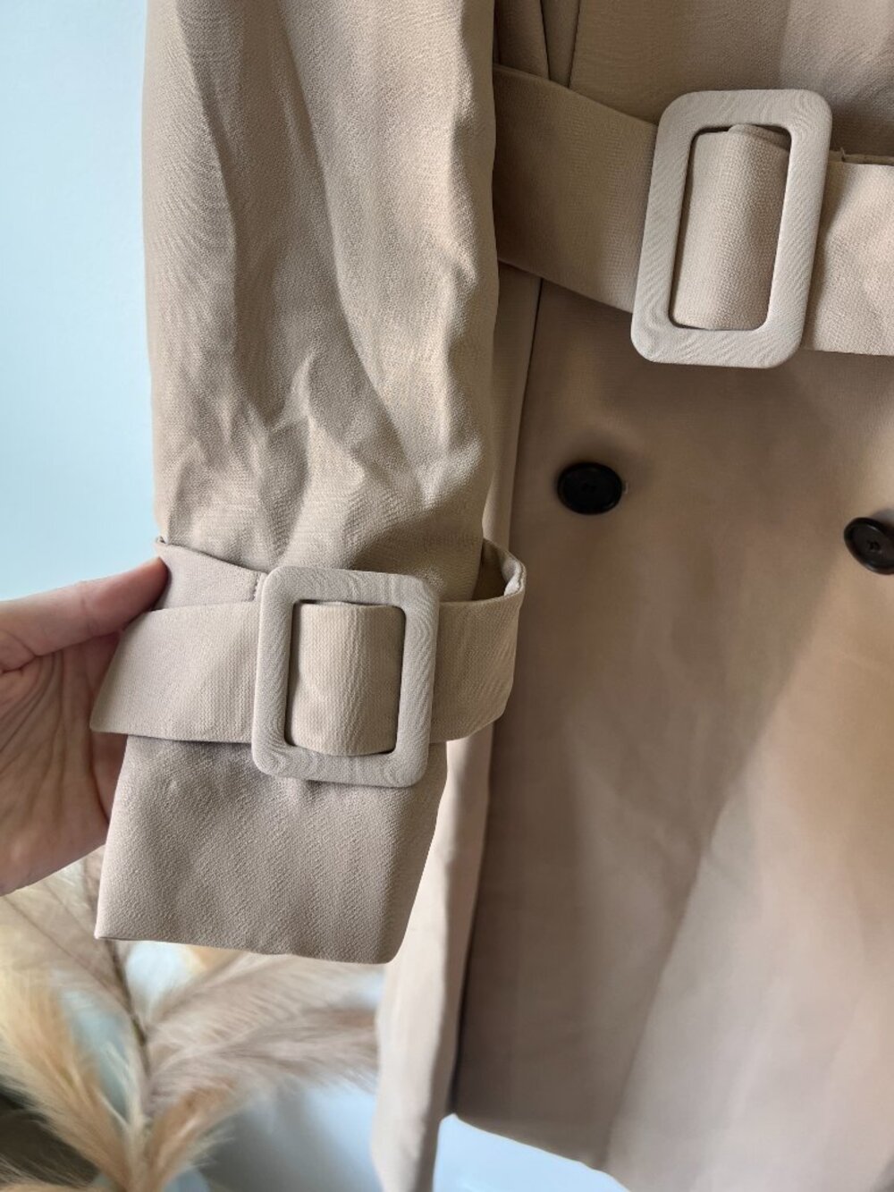 Ann Taylor Camel Double-Breasted Belted Trench Coat Size 6 | NEVER WORN - Picture 5 of 7